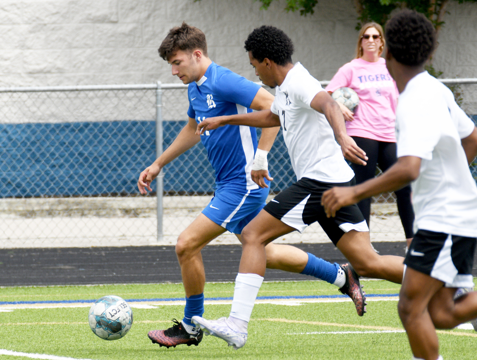 Staff Photo by Robin Rudd / Ringgold's Isaac Talley (11) breaks down the right side. Ringgold hosted Shaw in the GHSA boys state soccer tournament on May 5, 2025.