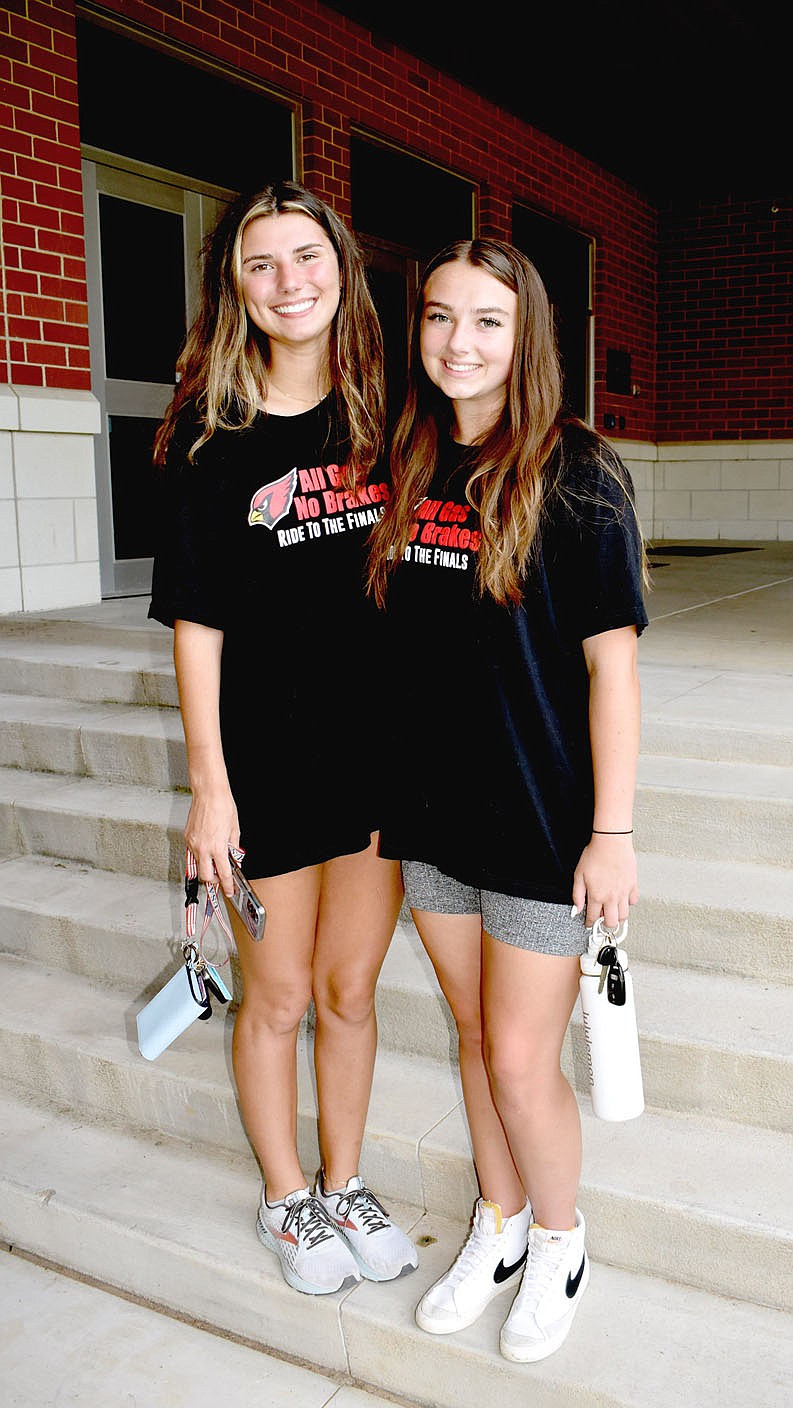 MARK HUMPHREY  ENTERPRISE-LEADER/Farmington 2021 graduates Tori Kersey (left) and Trinity Johnson provided a one-two offensive punch that every opponent had to deal with while leading the Lady Cardinals into a Class 4A State Runner-up finish to culminate their storied high school girls basketball careers. Both were selected to the Arkansas High School Coaches Association 2021 All-Star team representing the West. The game wasn't played for the second straight year because of covid.