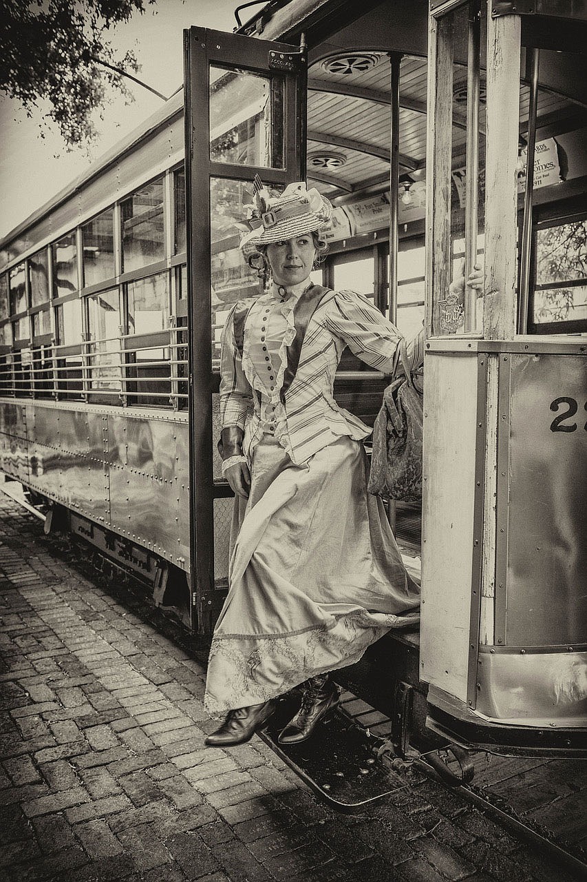 Portrayed by Jennica Schwartzman, 19th century reporter Ada Patterson steps off the Fort Smith trolley in Larry Foley's new film.
(Courtesy Photo/James Brewer)