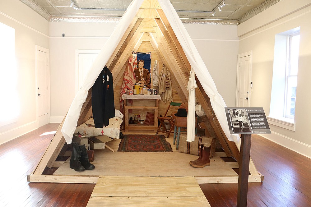 LYNN KUTTER ENTERPRISE-LEADER
This wood tent is a replica of the temporary shelters constructed for Resurrection City and the 1968 Poor People's Campaign in Washington, D.C. A new exhibit at The Museum Gallery at Historic Cane Hill tells about the campaign to draw attention to poverty.