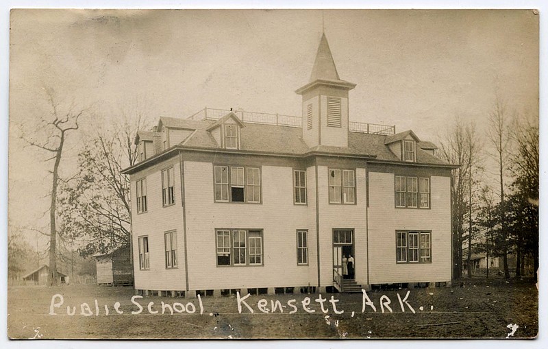 Kensett (circa 1910): The school likely served all grades in the little White County town where the two women in the doorway were probably teachers. story.lead_photo.caption