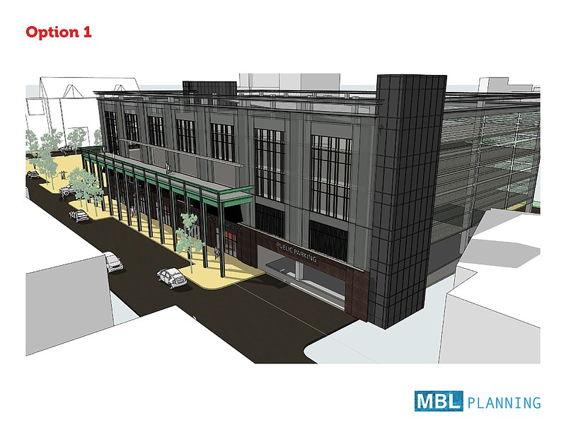 A concept of the new planned parking deck in downtown Fayetteville is shown along West Avenue.

(Courtesy Photo/MBL Planning)