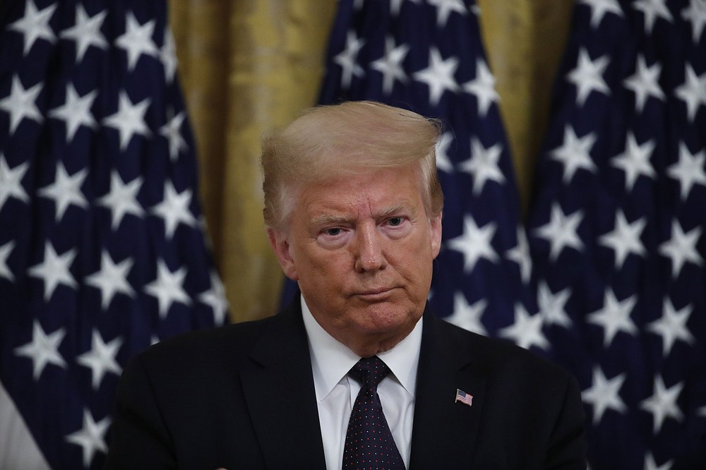 President Donald Trump speaks about the PREVENTS "President's Roadmap to Empower Veterans and End a National Tragedy of Suicide," task force, in the East Room of the White House, Wednesday, June 17, 2020, in Washington. (AP Photo/Alex Brandon)