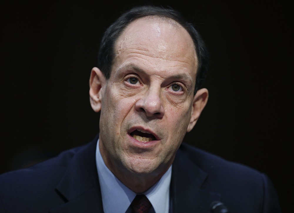 FILE - In this Dec. 6, 2017 file photo, Glenn Fine, then Acting Inspector General, U.S. Department Of Defense, testifies during a Senate Judiciary Committee hearing on Capitol Hill in Washington. Fine, the No. 2 official in the Pentagon's office of inspector general, resigned Tuesday, several weeks after he was effectively removed as head of a special board to oversee auditing of the $2.2 trillion coronavirus economic relief package. (AP Photo/Carolyn Kaster)