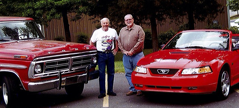 Oaklawn United Methodist Church Car and Truck Show Chairman Sonny Hines, left, with judge Mike Prince. - Submitted photo story.lead_photo.caption