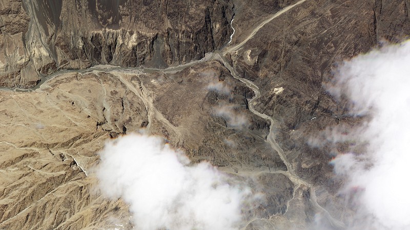 This June 18, 2020, satellite photo released by Planet Labs, shows the reported site of a fatal clash between Indian and Chinese troops in the Galwan River Valley in the Ladakh region near the Line of Actual Control, BKalong their disputed border high in the Himalayas. (Planet Labs via AP)