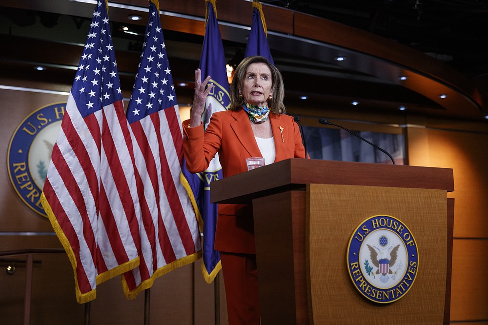 House Speaker Nancy Pelosi of Calif., speaks at a news conference on Capitol Hill in Washington, Friday, June 26, 2020. (AP Photo/Carolyn Kaster)