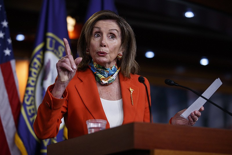 House Speaker Nancy Pelosi of California speaks Friday at a news conference in Washington. (AP/Carolyn Kaster) 