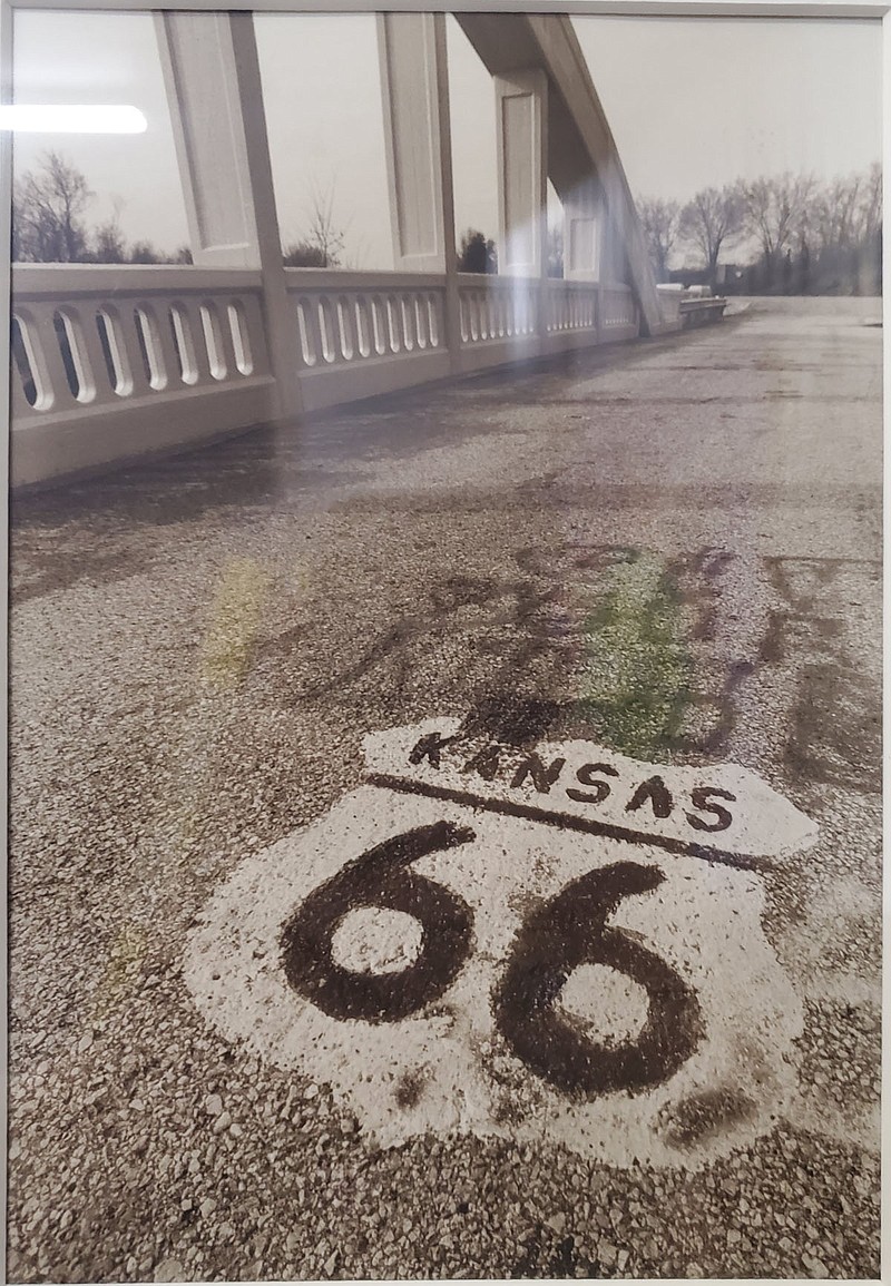 This photo, showing the famous Brush Creek Bridge, or Rainbow Bridge, located between Riverton, Kan., and Baxter Springs, Kan., on Route 66 and others are on display at Whittington Gallery as part of a temporary exhibit. - Submitted photo