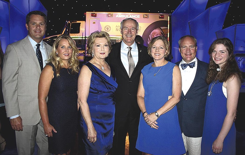 NWA Democrat-Gazette/CARIN SCHOPPMEYER Walmart Chief Executive Officer Doug and Shelley McMillon (from left), Gov. Asa and Susan Hutchinson, Arkansas Children's Hospitial Chief Executive Officer Marcy and Mark Doderer and Katie Doderer gather at the Color of Hope Gala.