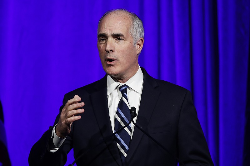 FILE - In this Nov. 1, 2019, file photo Sen. Bob Casey, D-Pa., speaks during a Pennsylvania Democratic Party fundraiser in Philadelphia. The Trump administration was slow to comprehend the scale of COVID-19's impact on nursing homes and a disjointed federal response has only compounded the devastating toll, according to a report from Senate Democrats. “Unfortunately for the nation, it is a chronicle of deadly delay, and a lack of urgency, and the lack of a strategy,” said Casey, ranking Democrat on the Aging Committee. (AP Photo/Matt Rourke, File) story.lead_photo.caption