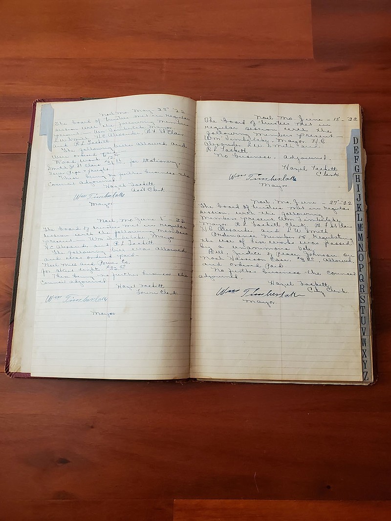 Photo Submitted Ledger of Noel city meetings in 1922.