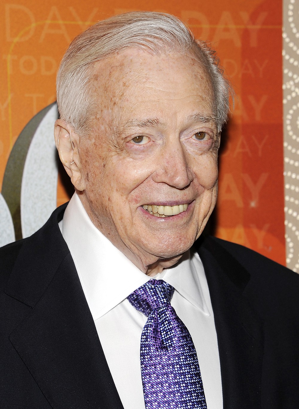FILE - This Jan. 12, 2012 file photo shows Hugh Downs at the "Today" show 60th anniversary celebration in New York. Downs, a genial and near-constant presence on television from the 1950s through the 1990s, has died. His family said Downs died of natural causes Wednesday, July 1, 2020, in Scottsdale, Ariz. He was 99. Downs was a host of the ‘Today’ show on NBC, worked on the ‘Tonight’ show when Jack Paar was in charge, and hosted the long-running game show "Concentration." (AP Photo/Evan Agostini, File)