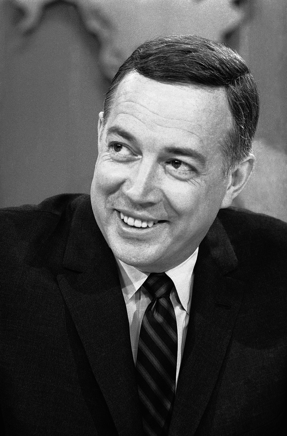 FILE - In this March 10, 1966 file photo, Hugh Downs hosts the "Today"show on NBC. Downs, a genial and near-constant presence on television from the 1950s through the 1990s, has died. His family said Downs died of natural causes Wednesday, July 1, 2020, in Scottsdale, Ariz. He was 99. Downs was a host of the "Today" show on NBC, worked on the "Tonight" show when Jack Paar was in charge, and hosted the long-running game show "Concentration." (AP Photo/Jack Kanthal, File)