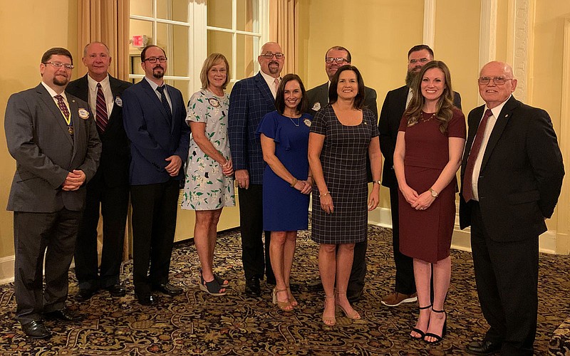 The members of the incoming 2020-21 Board of Directors for Hot Springs National Park Rotary Club are, from left, Justin Nicklas, administration director; Rollin Caristianos, community services director; Romeo Lopez, satellite club chair; Tiffany Rogers, youth services director; Neal Gladner, vice 
president and growth director; Harmony Morrissey, meetings and activities director; Chuck Launius, president; Michelle Ratcliff, immediate past president; Courtney Moore, treasurer; Tiffany Tucker, president-elect; and Gary McKuin, secretary. - Submitted photo