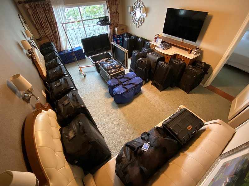 This photo provided by Jacob Diamond shows the second bedroom inside Magic equipment manager Jacob Diamond’s suite at the team hotel on the Disney complex in Lake Buena Vista, Fla., on Thursday. All 22 teams in the NBA restart had to pack more than ever, for a road trip like none other. Every team is assured of spending at least five weeks at Disney, and some could be there for three months. The challenges for players and coaches are obvious, but the challenge for equipment managers — among the unsung heroes of this restart plan — aren’t anywhere near as visible to those watching games from afar. - Photo by Jacob Diamond via The Associated Press