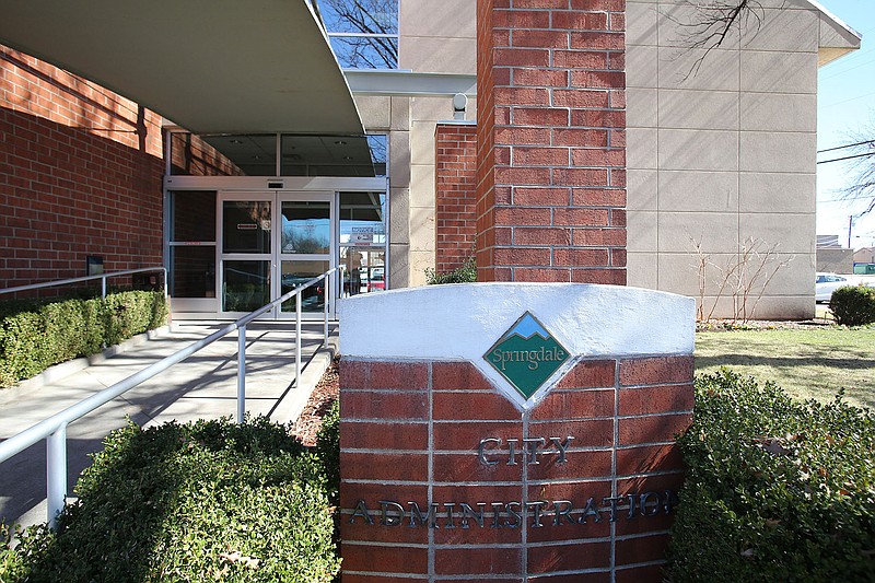 City of Springdale City Hall Administration building entrance. NWA Democrat-Gazette/FILE PHOTO