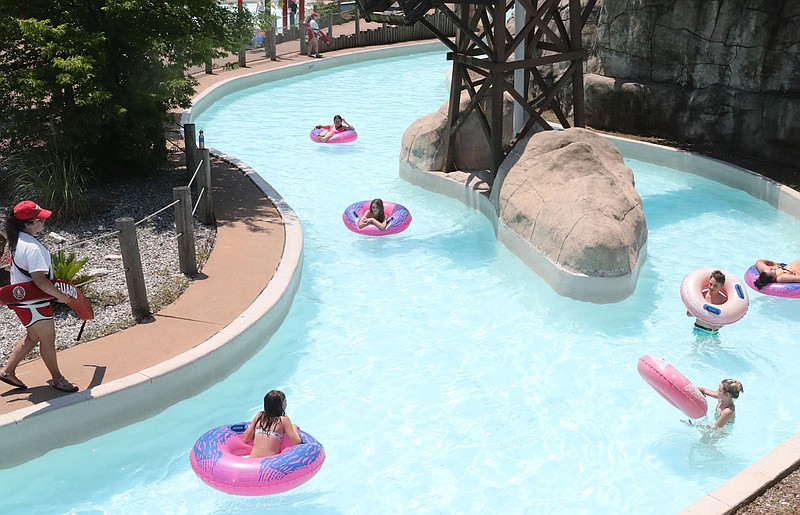 Guests float down The Lazy River at Magic Springs Theme and Water Park in June 2020. - Photo by Richard Rasmussen of The Sentinel-Record