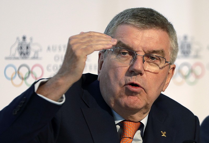 International Olympic Committee President Thomas Bach speaks at the Australian Olympic Committee annual general meeting on May 4, 2019, in Sydney, Australia. - Photo by Rick Rycroft of The Associated Press