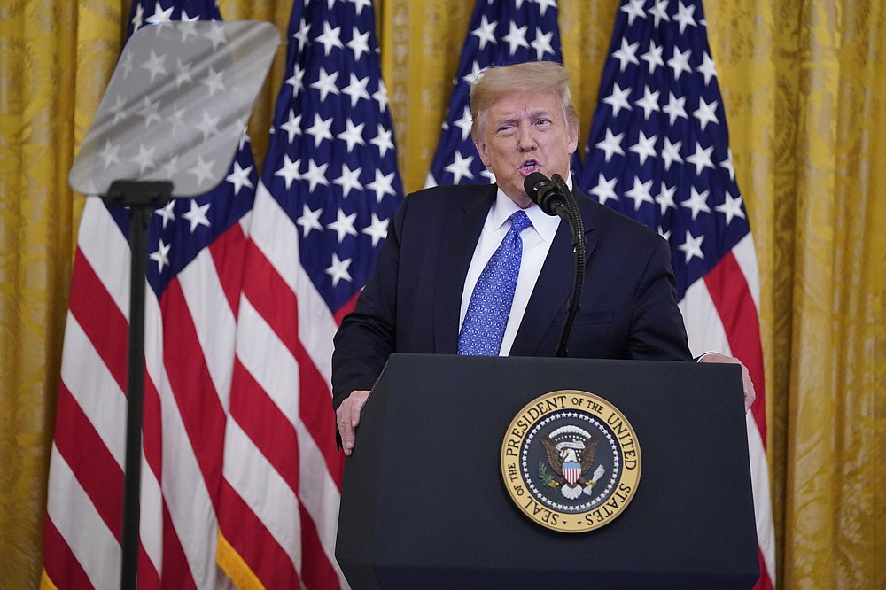 President Donald Trump speaks during an event on "Operation Legend: Combatting Violent Crime in American Cities," in the East Room of the White House, Wednesday, July 22, 2020, in Washington. (AP Photo/Evan Vucci)
