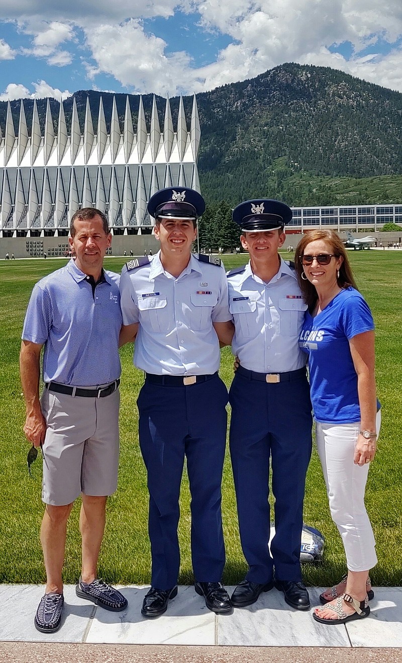 Chad and Christi Amerson, with their sons, Nicholas Amerson, a 2020 graduate of the U.S. Air Force Academy and newly commissioned as a 2nd lieutenant space operations officer, and Lucas Amerson, a Class of 2023 cadet also at the academy. - Submitted photo