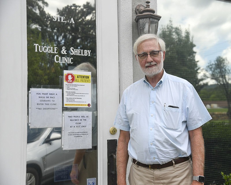Dr. Gene Shelby, Garland County’s health officer, stands outside his Central Avenue clinic on Tuesday, July 28, 2020. - Photo by Grace Brown of The Sentinel-Record