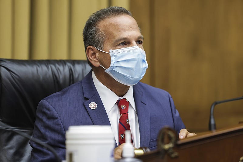 Rep. David Cicilline, D-R.I., speaks during a House Judiciary subcommittee hearing on antitrust on Capitol Hill on Wednesday, July 29, 2020, in Washington. (Graeme Jennings/Pool via AP)
