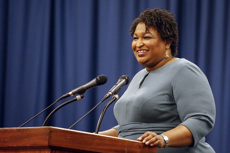 FILE - In this March 1, 2020, file photo, Stacey Abrams speaks at the unity breakfast in Selma, Ala. (AP Photo/Butch Dill, File)