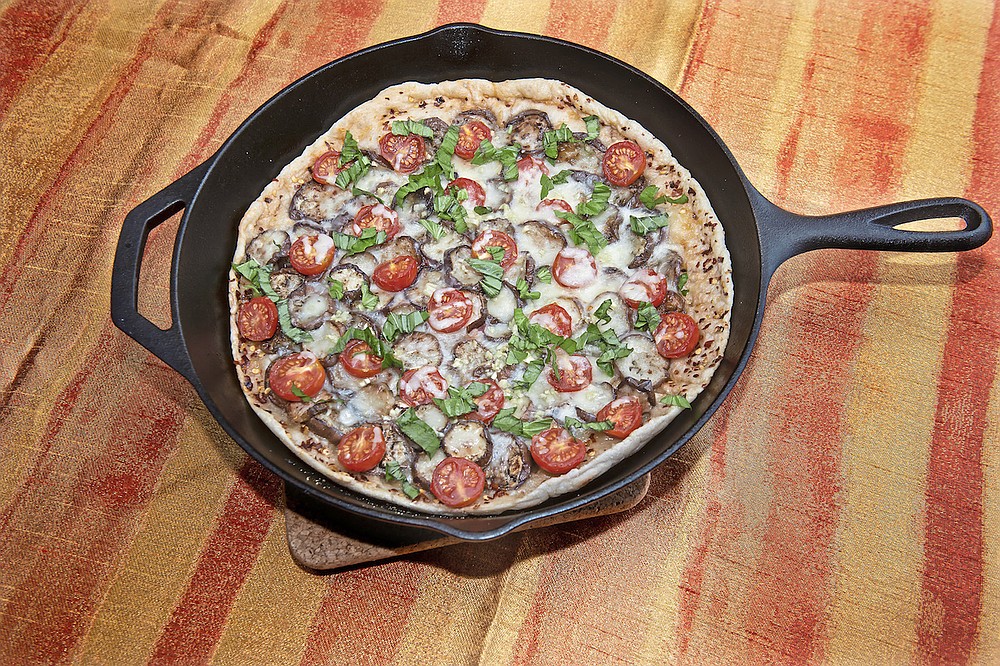Best Ever Skillet Pizza With Eggplant Parmesan topping. (TNS/Pittsburgh Post-Gazette)
