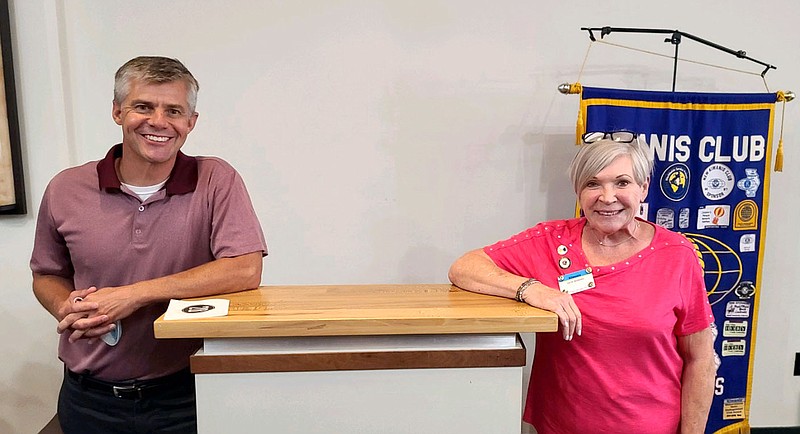 Photo submitted
The Kiwanis Club of Siloam Springs was excited to hold an in-person club meeting on Wednesday, Aug. 5 at 28 Springs Banquet Room. Katie Rennard (right) introduced our guest speaker, fellow Kiwanian,  Arthur Hulbert, President of the Siloam Springs Chamber of Commerce. Hulbert gave club members an update on what the chamber has been doing during the pandemic as well as some upcoming events. The club's next meeting will be from noon to 1 p.m. Wednesday, Aug.19 at 28 Springs Banquet Room.