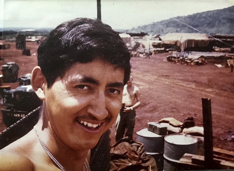 This undated photo shows Stewy Carlo during his Army service days during the Vietnam War. Carlo died in a car accident in 1975, but his family will apply for an allotment of 160 acres of government-owned land in Alaska under a new program that will allow Alaska Native Vietnam veterans or their heirs to apply for land that they might have missed out on in earlier programs because of their service. (Photo provided by Seeyaa Charpentier via AP) story.lead_photo.caption