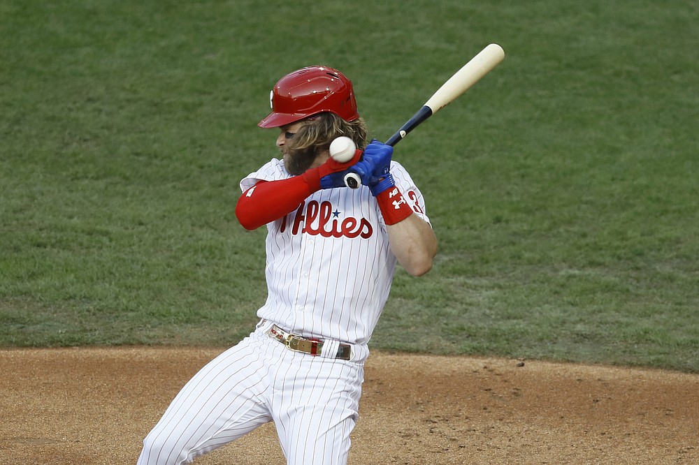 Philadelphia Phillies' Didi Gregorius celebrates and rounds the bases on  his three-run home run as he rounds the bases during the ninth inning of a  baseball game against the Washington Nationals, Wednesday