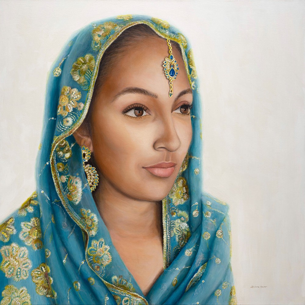 “After moving to the U.S. in 2008 and dealing with the challenging immigration laws, I eventually found my voice through art,” Shabana Kauser reveals. “People can relate to stories of strength, determination, hope and courage — these are just some of the traits of South Asian immigrant women in my work.”
(Image courtesy of the artist)