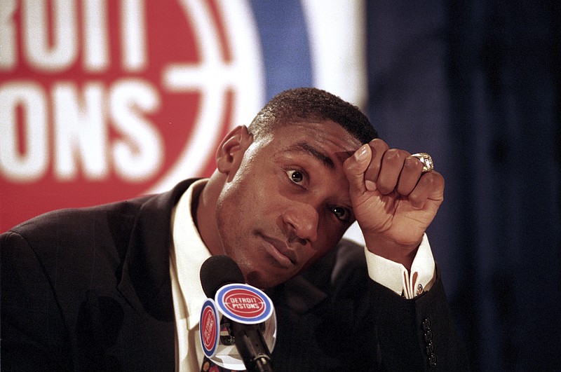 Detroit Pistons guard Isiah Thomas announces his retirement from basketball on May 11, 1994, at the Palace of Auburn Hills, Mich. Thomas' Olympic hopes were denied, not once but twice. Thomas was famously left off the U.S. Olympic team — the first Dream Team — that won a gold medal at the 1992 Barcelona Olympics with ease. But he could have been an Olympian 12 years earlier, had the Americans not boycotted the 1980 Moscow Games. - Photo by Richard Sheinwald of The Associated Press