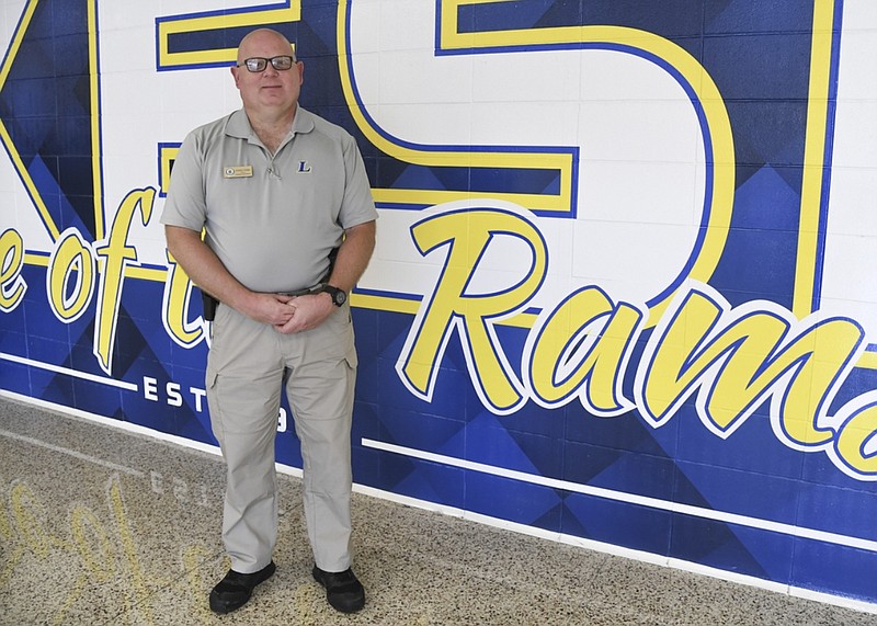 Anthony Schaber, shown at Lakeside High School last Thursday, will head up the district’s new school-operated police department. - The Sentinel-Record Grace Brown