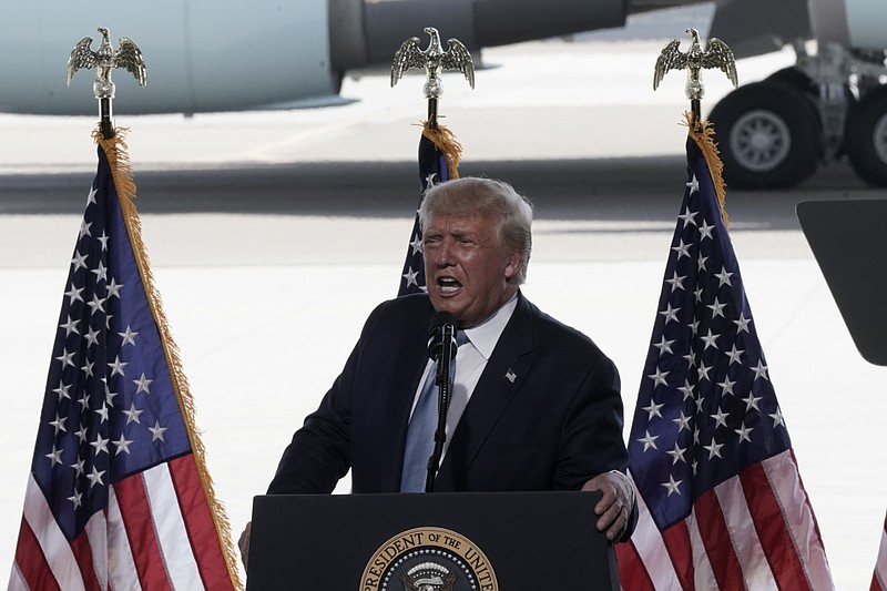 President Donald Trump speaks during a campaign rally at Yuma International Airport in Arizona, on Aug. 18, 2020. (Bloomberg photo by Bing Guan)