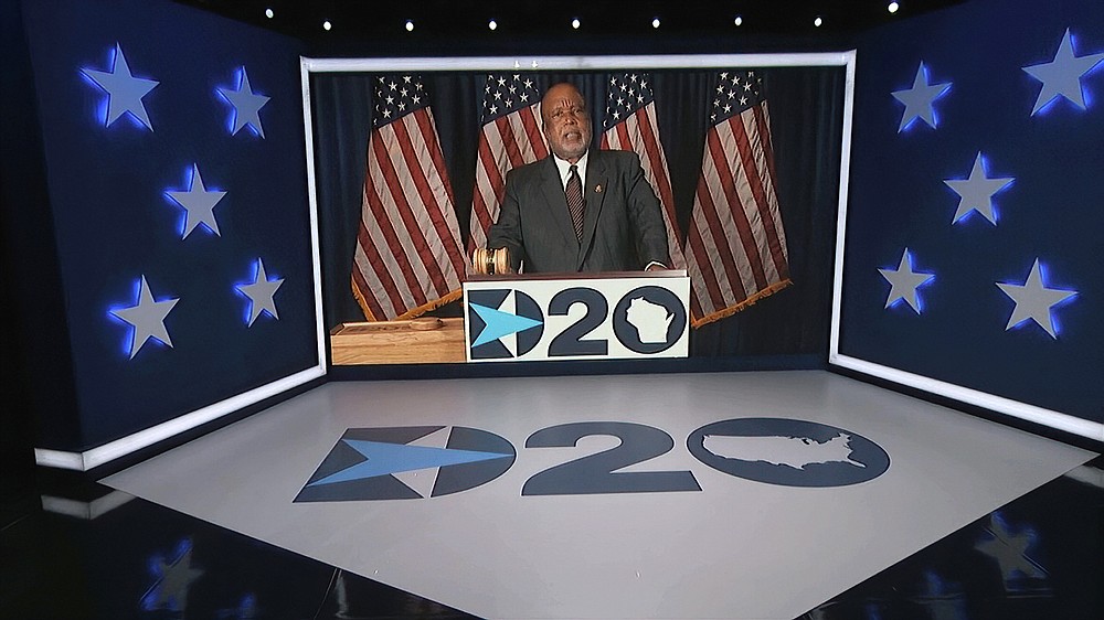 In this image from video, Democratic Convention Chairman Rep. Bennie Thompson, D-Miss., speaks during the fourth night of the Democratic National Convention on Thursday, Aug. 20, 2020. (Democratic National Convention via AP)