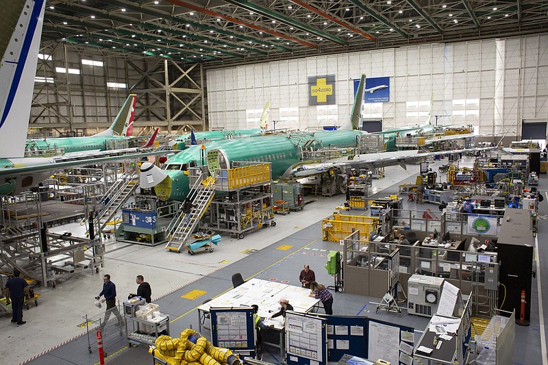 Boeing 737s at the company's manufacturing facility in Renton, Wash., on March 27, 2019. MUST CREDIT: Bloomberg photo by David Ryder.