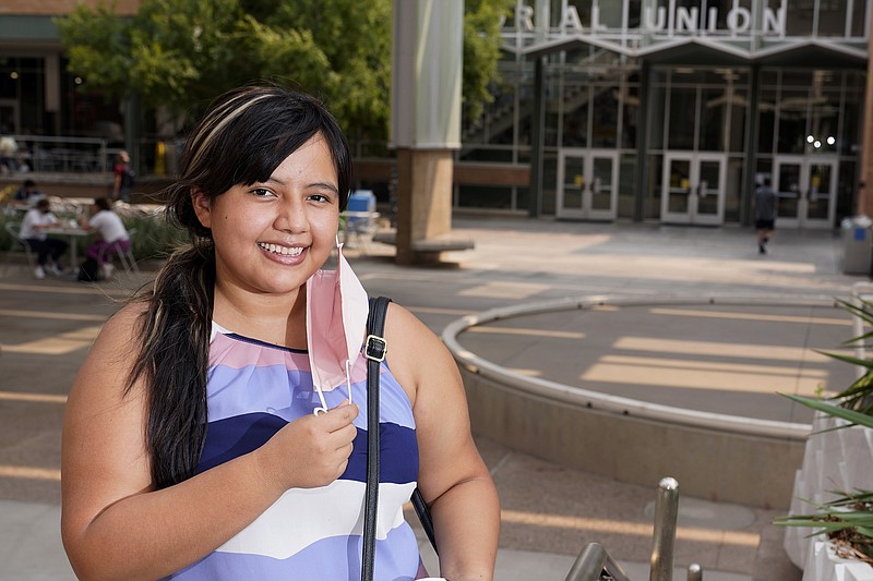 Arizona State University political science major Betzabel Ayala stands on campus Tuesday in Tempe, Ariz. Because of the coronavirus, Ayala is one of hundreds of thousands of off-campus U.S. college students who are being counted for the 2020 census at their parents' homes or other locations when they were supposed to be counted where they go to school. - AP Photo/Ross D. Franklin