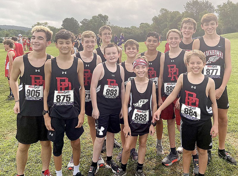 Junior high Pea Ridge Blackhawk cross country runners