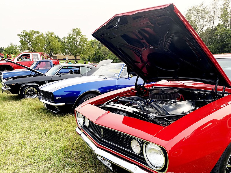 BRITTANY SARTIN/MCDONALD COUNTY PRESS
65 cars were present and available for photo-ops during the Fun Day Car Show and Cruise event in Goodman.