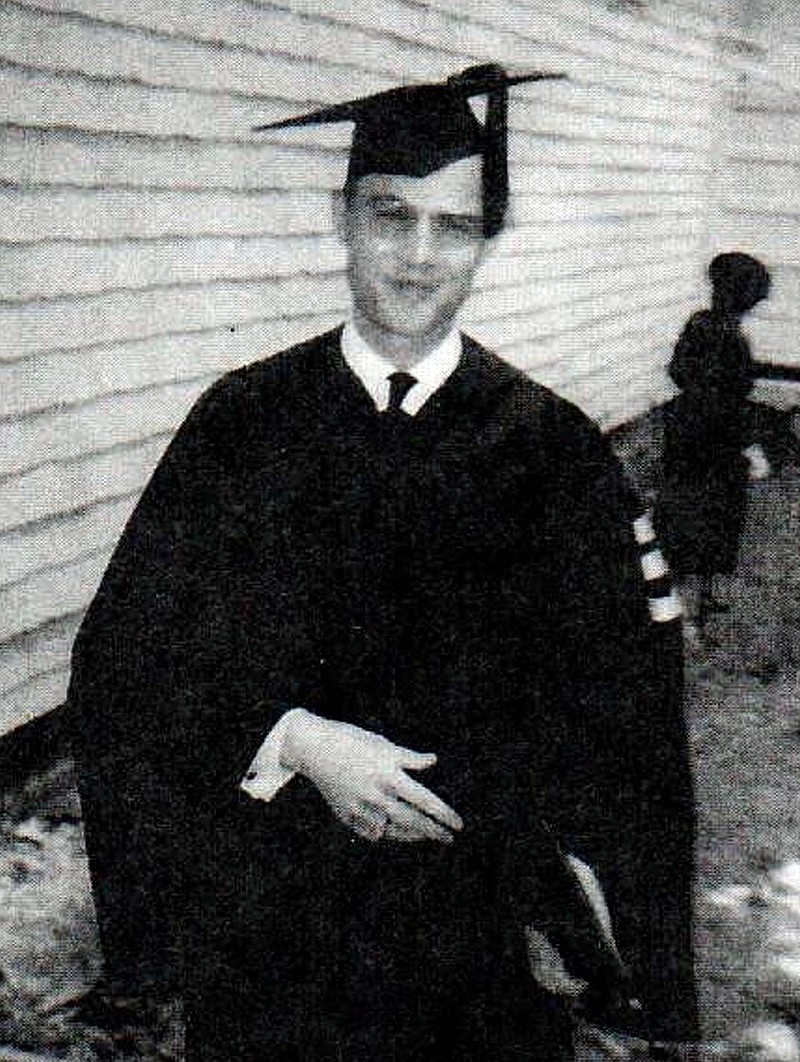 Photo submitted
John Terry wears his cap and gown after graduating from John Brown University in 1949.