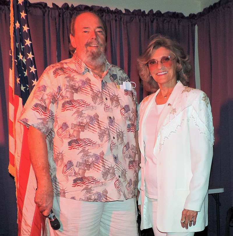 Exalted Ruler Bill Sams, left, with Sharon Turrentine, who provided entertainment. - Submitted photo