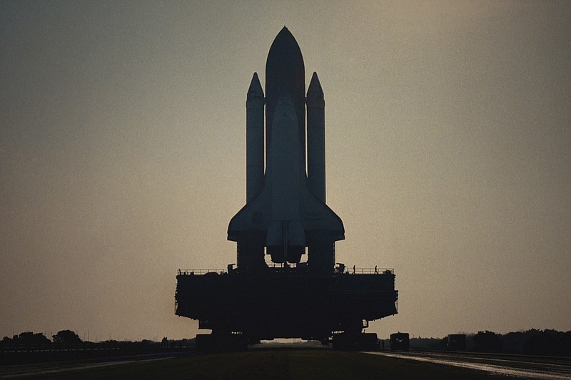 This image released by Netflix shows Challenger 7 on the launchpad in a scene from "Challenger: The Final Flight." The four-part series about the 1986  Challenger space shuttle disaster premieres Wednesday. (NASA/Netflix via AP)