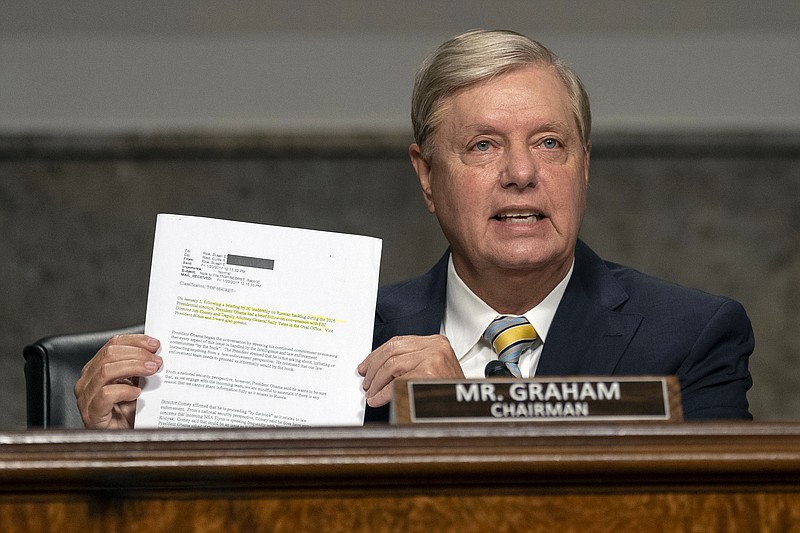 Senate Judiciary Committee chairman Sen. Lindsey Graham, R-S.C., speaks during a Senate Judiciary Committee oversight hearing on Capitol Hill in Washington, Aug. 5, to examine the Crossfire Hurricane investigation. - AP Photo/Carolyn Kaster