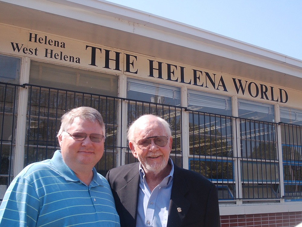 Andrew Bagley on the left; Chuck Davis on the right, bought the Helena World newspaper on Sept. 6, 2019, when GateHouse Media, its out-of-state corporate owner, closed it, making them the paper's first local owners since 1981. The Helena World was founded in 1871, and is one of Arkansas oldest newspapers. Photo by Stephan Steed
