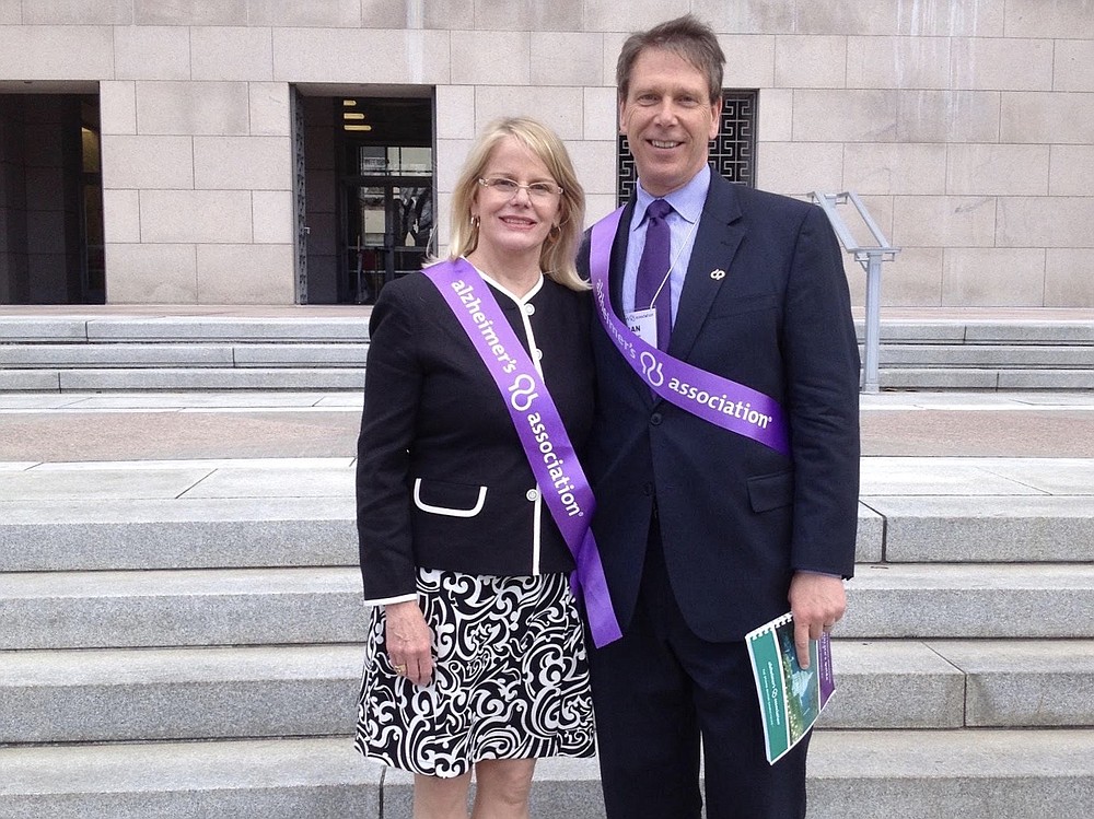 Two years after her diagnosis, in 2014, Denise and Dan Goerke traveled to Washington to advocate for Alzheimer's research. MUST CREDIT: Photo provided by Dan Goerke