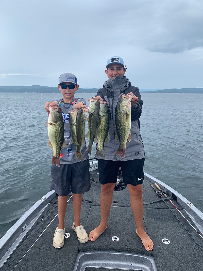 Kanon Goss and Cole Martin show off the bass they caught during the Commissioner's Cup tournament last May. Photo courtesy of Randy Teale.