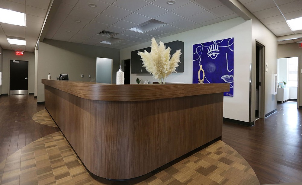 The nurses station Tuesday, September 15, 2020, at the new Washington Regional Integrative Gynecology Clinic in Johnson. Check out nwaonline.com/200920Daily/ and nwadg.com/photos for a photo gallery.
(NWA Democrat-Gazette/David Gottschalk)