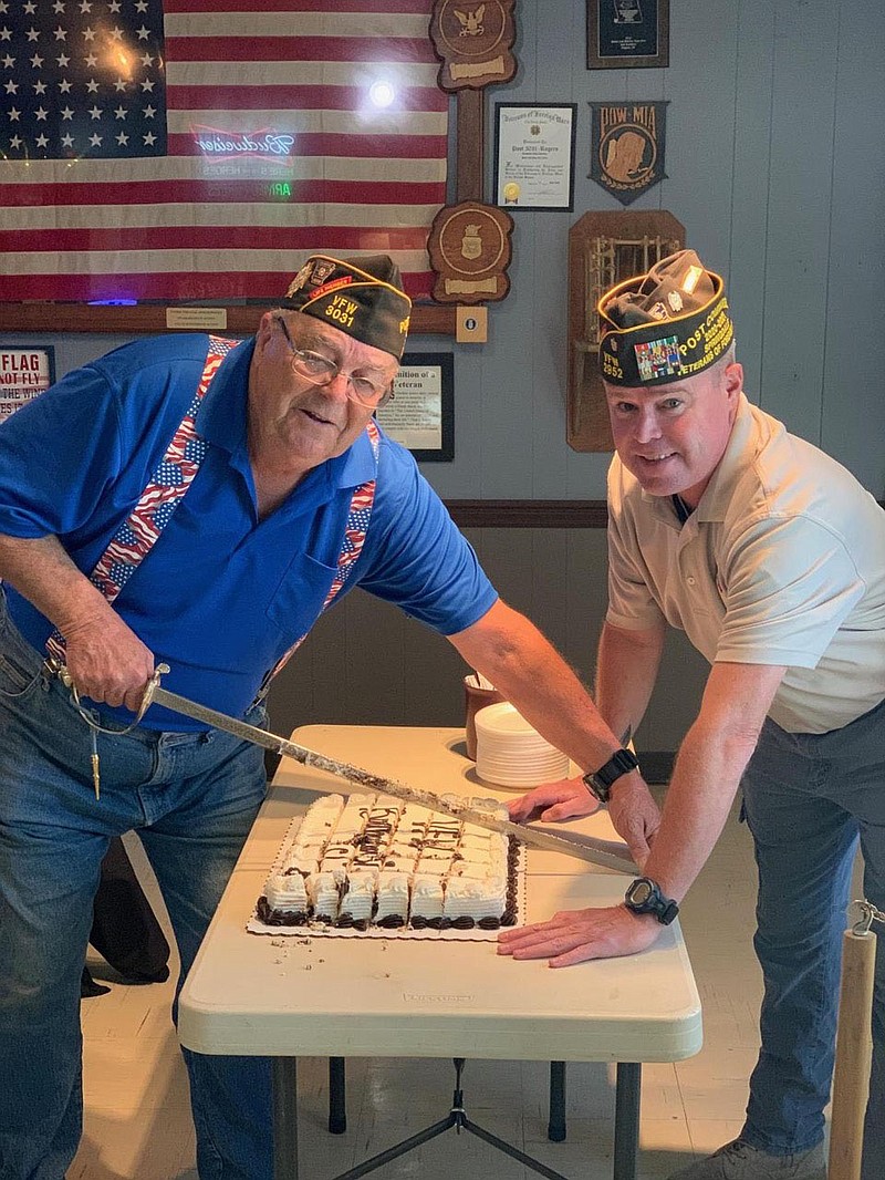 Northwest Arkansas VFW post celebrated it’s 113th Anniversary with a cake cutting by the Commanders of Post 3031, Wallace Witcher (left), and Post 2952, Wade Tharrington.

(Courtesy photo)